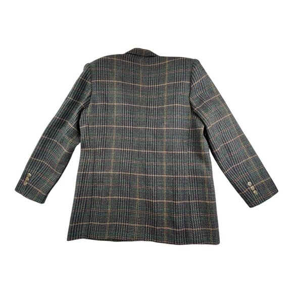 VTG White Stag Blazer Women Size 12 Blue Boxy Plaid Wool Blend 511259 Y2K Coat - Picture 2 of 12